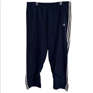 Adidas Men's Navy 3 Stripe Track Pants Pockets Zip Legs Mesh Lined Size XL